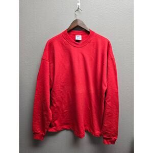 Vintage Blank Red Crewneck Sweatshirt Fashion Gear Red XXL 90s Pullover